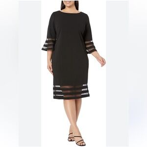 CALVIN KLEIN black Bell Sleeves Dress Size 20W Women Plus Curvy Knee Length A22